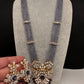 CZ Beads Birdie Long Color Stone Necklace - Purple