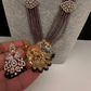 CZ Beads Birdie Long Color Stone Necklace - Purple