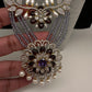 CZ Floral Lavender Purple Beads Necklace - 