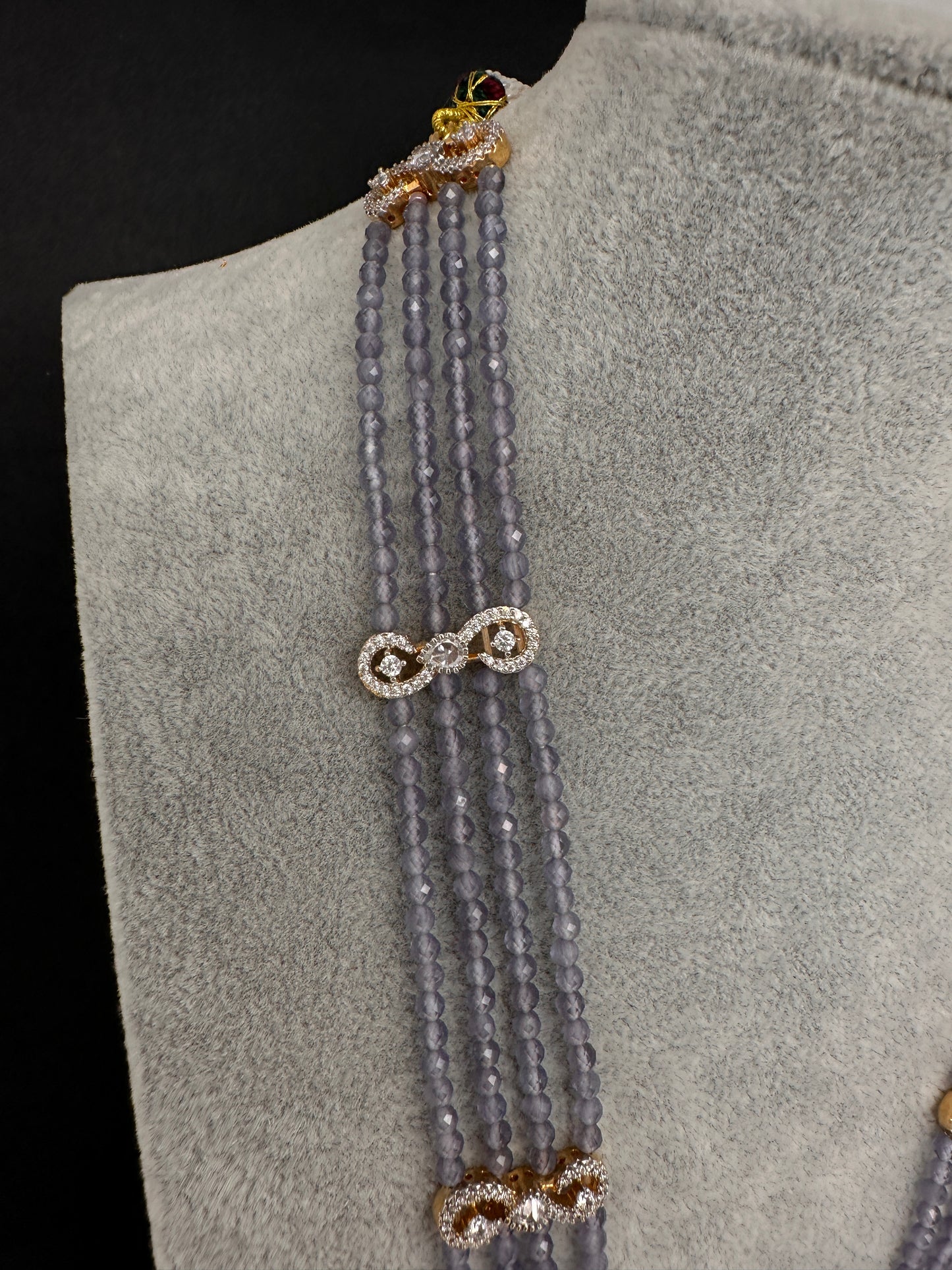 CZ Floral Lavender Purple Beads Necklace - 