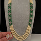 CZ Pearls Beads Long Necklace - Green