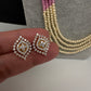 CZ Pearls Beads Long Necklace - LightPink