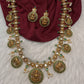 Matte Goddess Lakshmi Elephant Long Necklace - Green