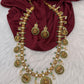 Matte Goddess Lakshmi Elephant Long Necklace - Green