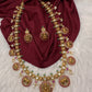 Matte Goddess Lakshmi Elephant Long Necklace - Red