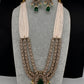 CZ Beads Carved Stone Multi Layer Long  Necklace - Green