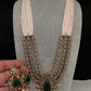 CZ Beads Carved Stone Multi Layer Long  Necklace - Green