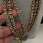 CZ Beads Carved Stone Multi Layer Long  Necklace - MintGreen