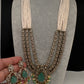 CZ Beads Carved Stone Multi Layer Long  Necklace - MintGreen