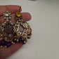 CZ Beads Carved Stone Multi Layer Long  Necklace - Purple