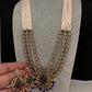 CZ Beads Carved Stone Multi Layer Long  Necklace - Purple