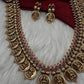 Matte Goddess Lakshmi Kassu Coin Long Antique Matte Necklace - 