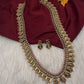 Matte Goddess Lakshmi Kassu Coin Long Antique Matte Necklace - 