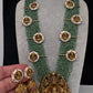 Goddess Lakshmi Beads Harram with Jhumkas - Green