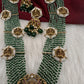 Goddess Lakshmi Beads Harram with Jhumkas - Green