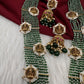 Goddess Lakshmi Beads Harram with Jhumkas - Green