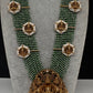 Goddess Lakshmi Beads Harram with Jhumkas - Green