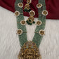 Goddess Lakshmi Beads Harram with Jhumkas - Green
