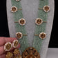 Goddess Lakshmi Beads Harram with Jhumkas - MintGreen