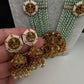 Goddess Lakshmi Beads Harram with Jhumkas - MintGreen