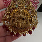 Goddess Lakshmi Beads Harram with Jhumkas - Red