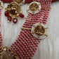 Goddess Lakshmi Beads Harram with Jhumkas - Red