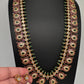 Matte Kempu Long Red Green Potta Stones Necklace - 