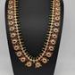 Matte Kempu Long Red Green Potta Stones Necklace - 
