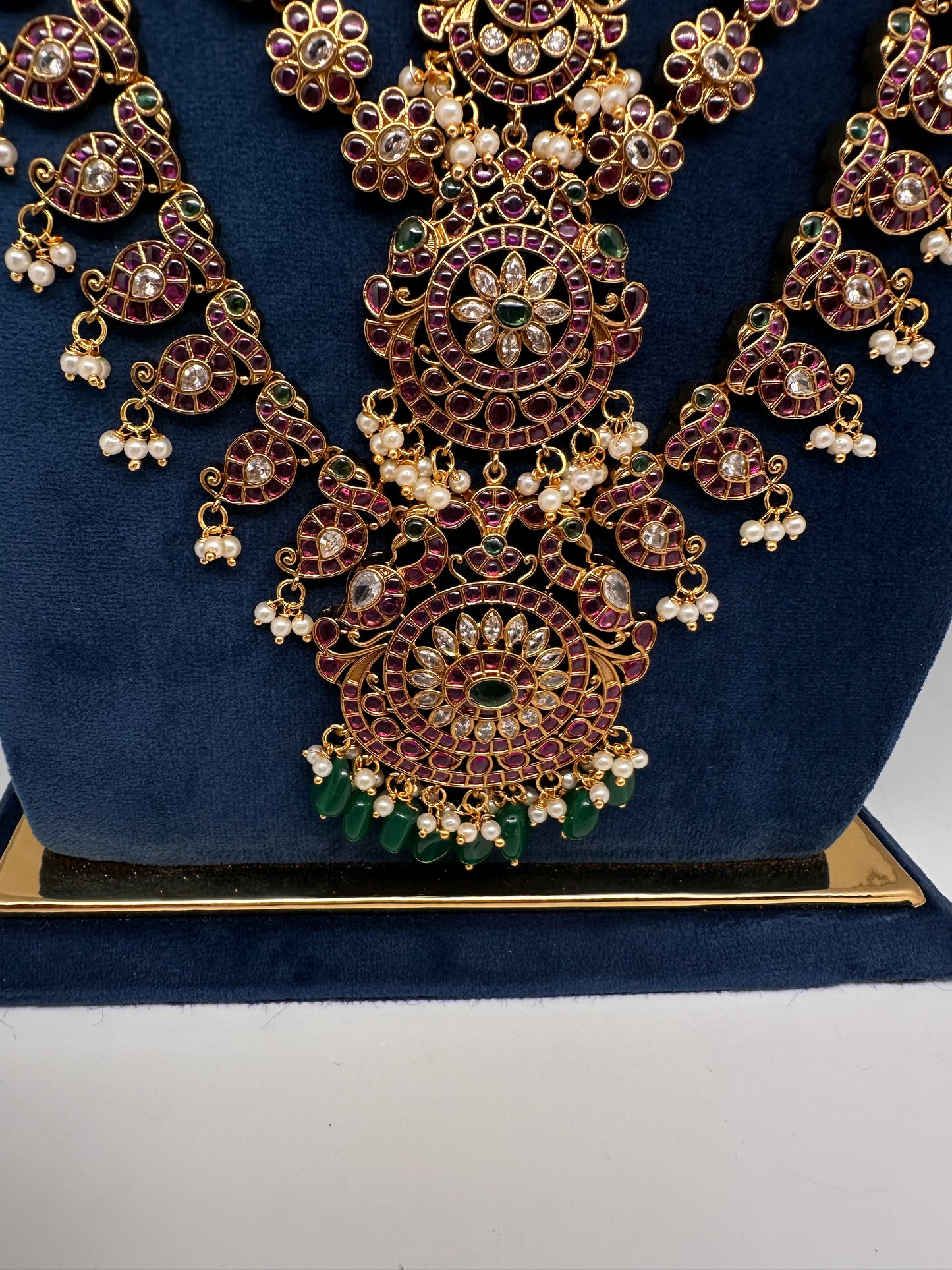 Matte Kempu Long Multi Layer Necklace - 