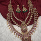 Matte Kempu Long Multi Layer Necklace - 