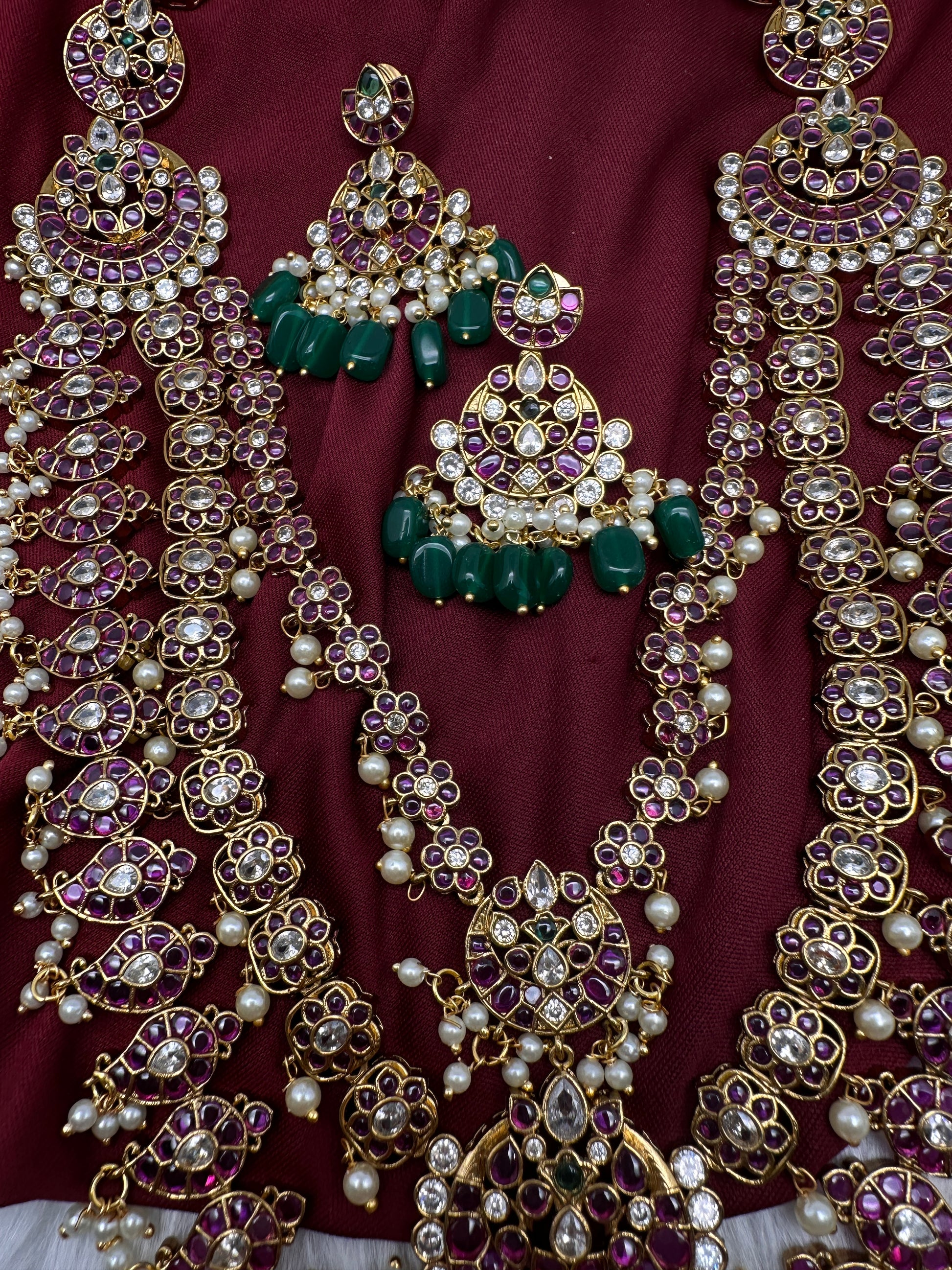 Matte Kempu Long Multi Layer Necklace - 