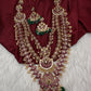 Matte Kempu Long Multi Layer Necklace - 