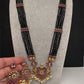 CZ Black Beads Ckempu Multi Layer Long  Necklace - MintGreen