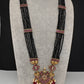 CZ Black Beads Ckempu Multi Layer Long  Necklace - Red