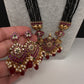 CZ Black Beads Ckempu Multi Layer Long  Necklace - Red