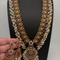 Rice Pearls Kempu Peacock Long Guttapusalu Necklace - 