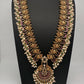 Rice Pearls Kempu Peacock Long Guttapusalu Necklace - 