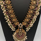 Rice Pearls Kempu Peacock Long Guttapusalu Necklace - 