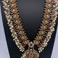 Rice Pearls Kempu Peacock Long Guttapusalu Necklace - 