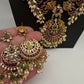 Rice Pearls Kempu Peacock Long Guttapusalu Necklace - 