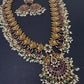 Rice Pearls Kempu Peacock Long Guttapusalu Necklace - 