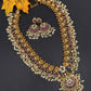 Rice Pearls Kempu Peacock Long Guttapusalu Necklace - 