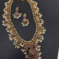 Rice Pearls Kempu Long Guttapusalu Necklace - 
