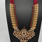 Goddess Lakshmi Kassu Coins Beads Long Necklace - Red