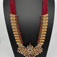Goddess Lakshmi Kassu Coins Beads Long Necklace - Red