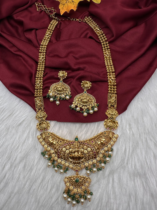 Goddess Lakshmi Gold Look Alike Long Necklace - TJ000988