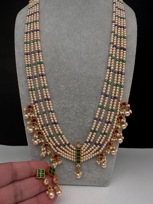 Pearls Beads Multi Layer Long Necklace - TJ000989
