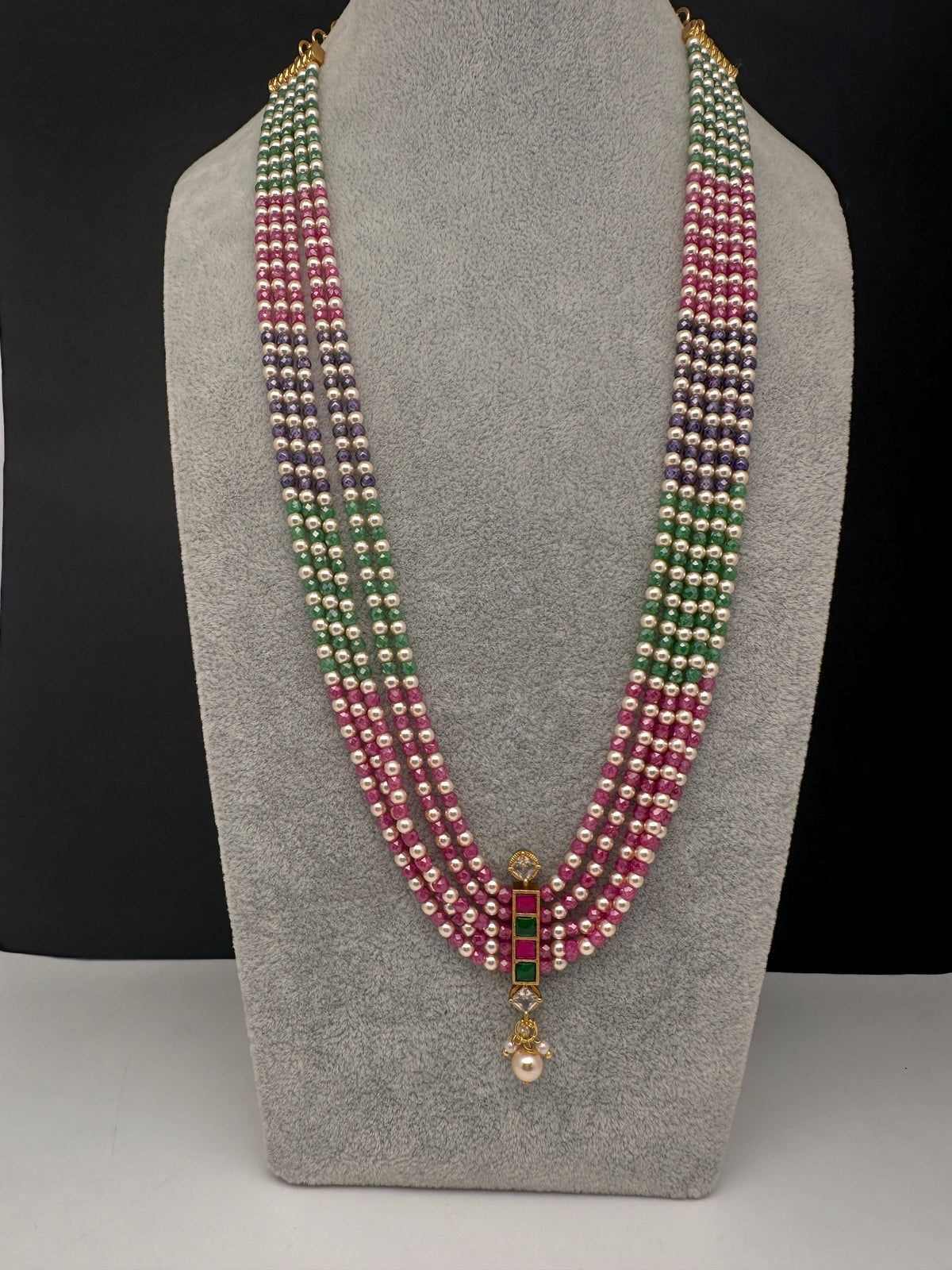 Multicolor Pearls Beads Multi Layer Long Necklace - TJ000990