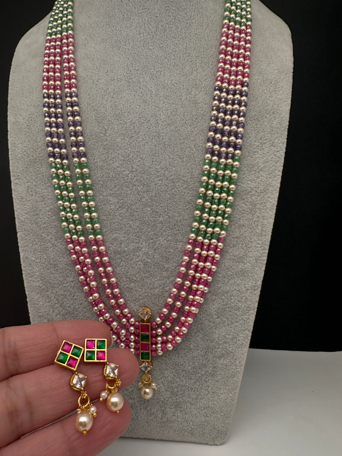 Multicolor Pearls Beads Multi Layer Long Necklace - TJ000990