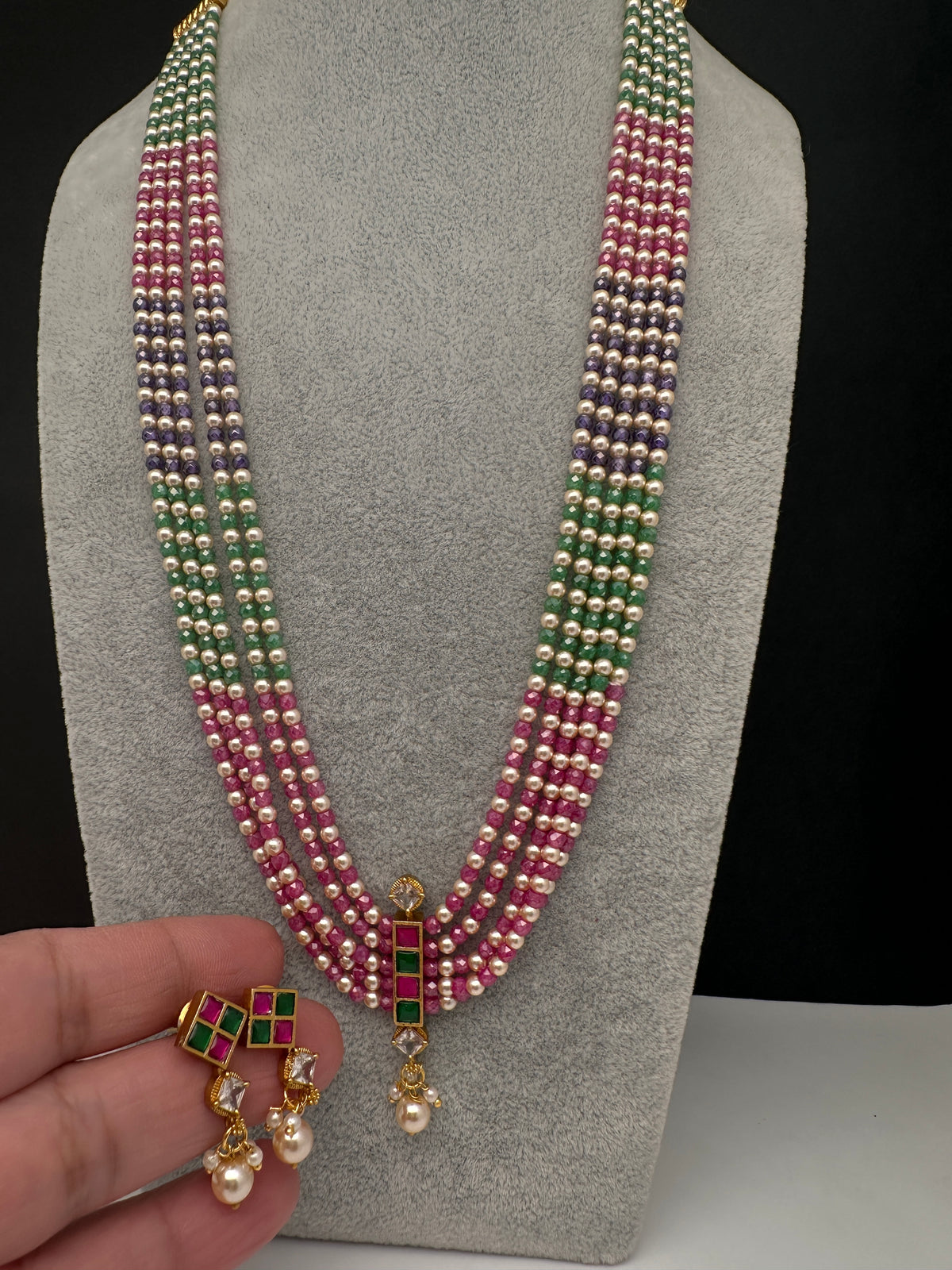 Multicolor Pearls Beads Multi Layer Long Necklace - TJ000990